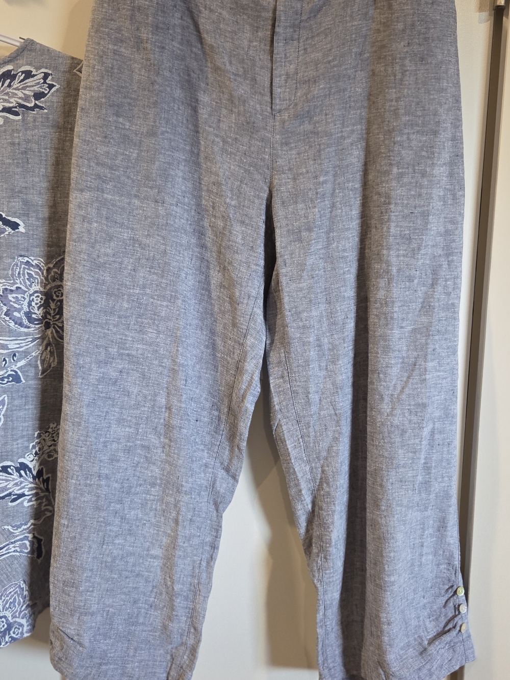 # Habitat Light Greyish Blue Floral Linen-blend Button-front Top & Pants Set - Picture 8 of 16